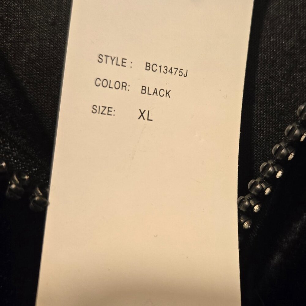 NWT BCBG MAXAZRIA Black Velour Zip-Up Hoodie & Capris Set Women's Size XLARGE - Picture 6 of 9